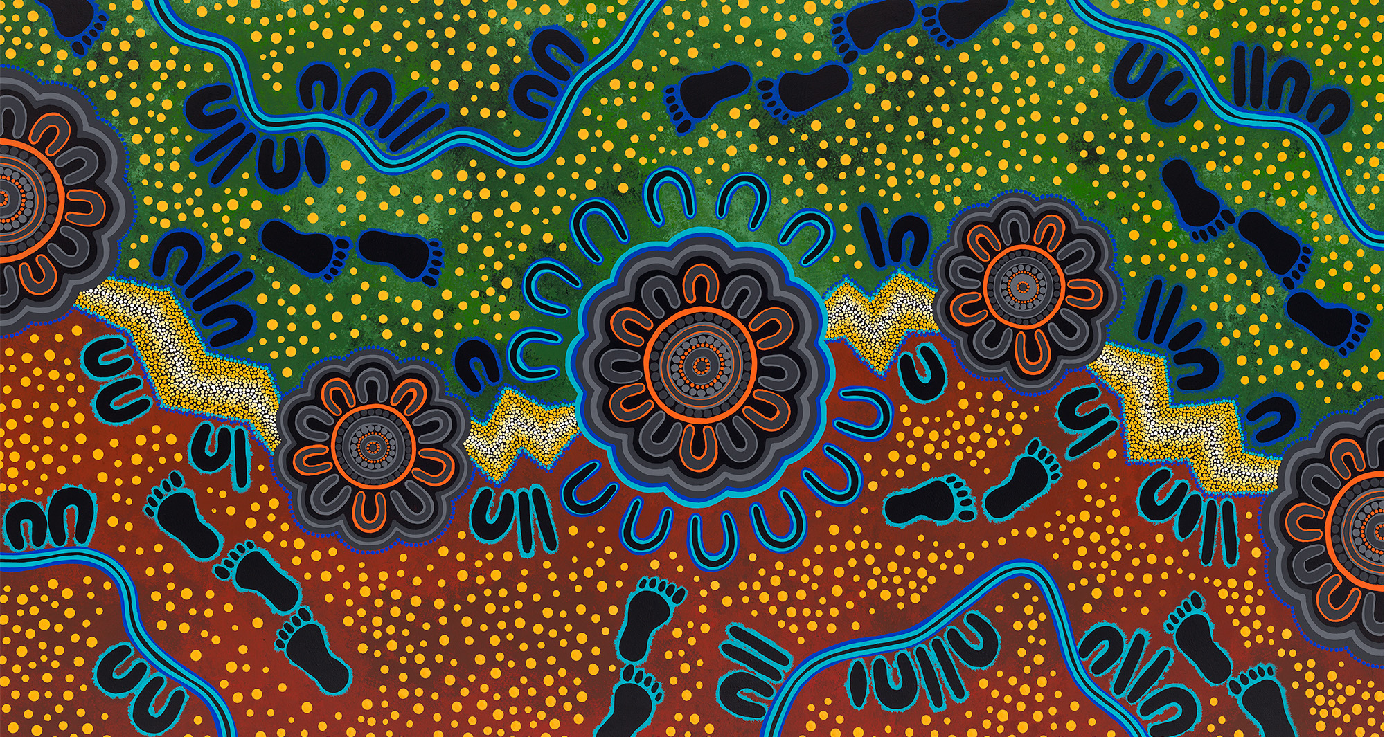 RAP Artwork Empowering South Australia, 2023 by Presten Warren Acrylic on Canvas 170cm x 90 cm 