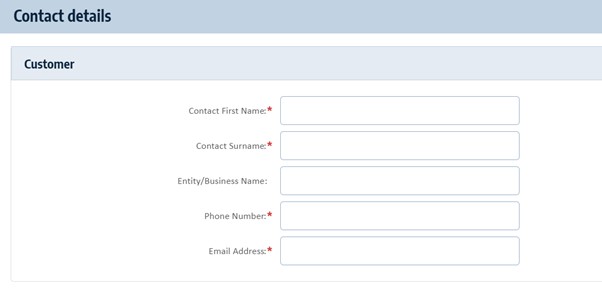 Customer information details example for SEG applications