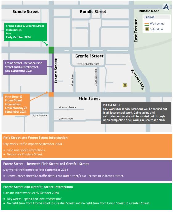 Frome to Grenfell Street indication of works area