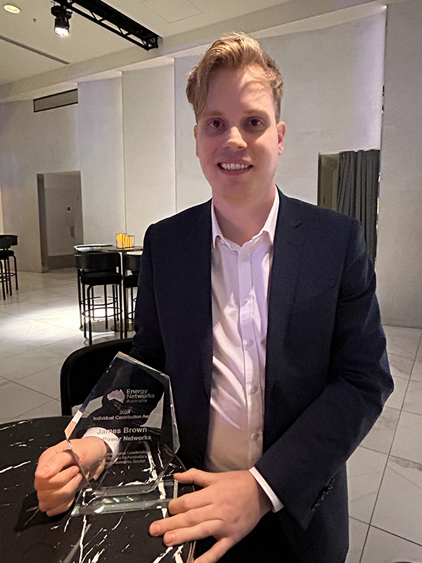 Young South Australian network strategist at SA Power Networks James Brown wins major national energy award