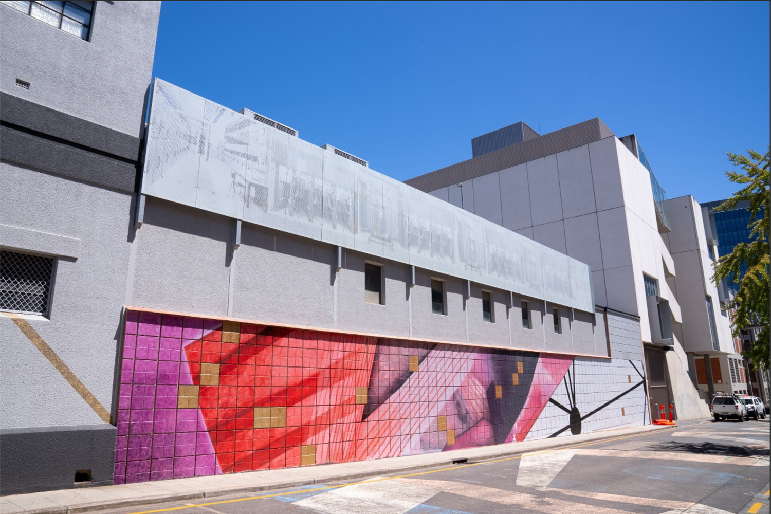 A picture of the Mural painted on SA Power Networks substation wall on George Street, just off Hindley Street in the Adelaide CBD.